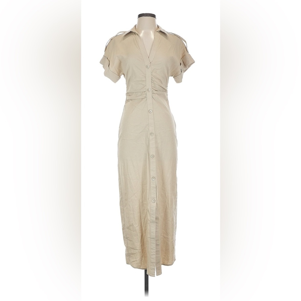 Zara Cream Ruched Midi Dress